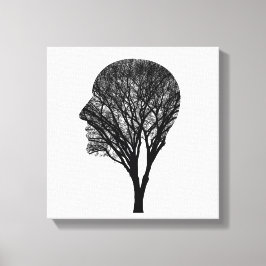 Impressão Em Tela Rooted Mind – Human Profile Tree Silhouette Art