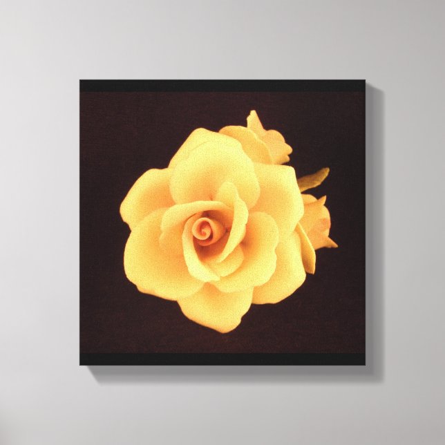 Impressão Em Tela Rosa Amarela no Preto Matte (Frente)