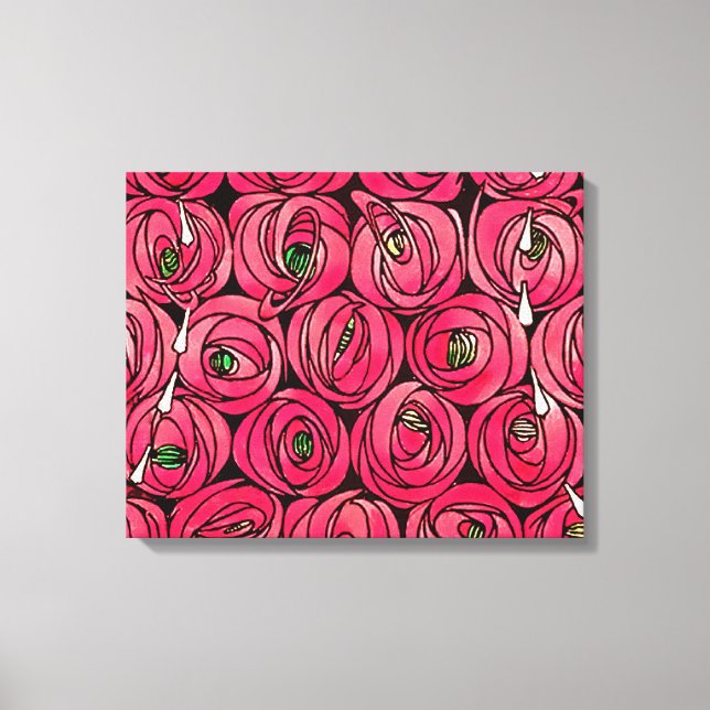Impressão Em Tela Rosa Art Nouveau Rennie Macintosh Graphic (Frente)