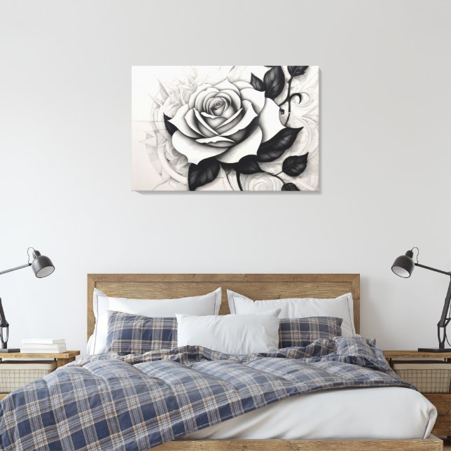 Impressão Em Tela Rosa Branca Abstrata (Insitu(Quarto))