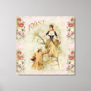 Impressão Em Tela Rosa de colagem Shabbychic Paris