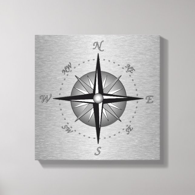 Impressão Em Tela Rosa de Compass da cinza (Frente)