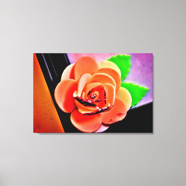 Impressão Em Tela Rosa de Pêssego (Frente)