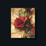 Impressão Em Tela Rosa de Vintage<br><div class="desc">Design charmoso com rosas vermelhas escuras vibrantes em um fundo de letras manuscritas vintage. É como uma bela carta amante trazida à vida! A combinação das rosas românticas com a víbora nostálgica da carta manuscrita cria uma design verdadeiramente encantadora. Adicione um toque de elegância e beleza à sua decoração doméstica...</div>