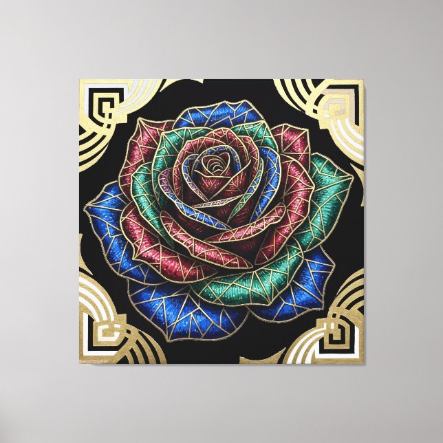 Impressão Em Tela Rosa Deco (Frente)