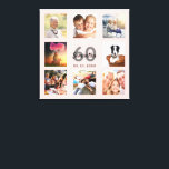 Impressão Em Tela rosa dourado do 60º aniversário da colagem de foto<br><div class="desc">Um único presente de aniversário de 60 anos ou guarda, celebrando sua vida com uma colagem de 8 fotos. Adicione imagens de sua família, amigos, animais de estimação, hobbies ou destino de viagem de sonho. Personalize e adicione um nome, 60 anos e uma data. Cinzas e letras pretas. Um fundo...</div>