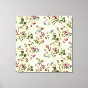 Impressão Em Tela rosa floral de papel de parede bonito