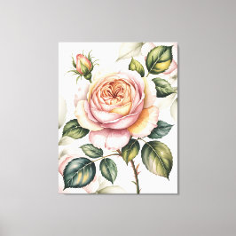 Impressão Em Tela Rosa inglesa em aquarela