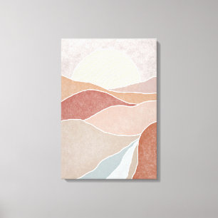 Impressão Em Tela Rosa meio século e Montanha Abstrato Mauve Sunset