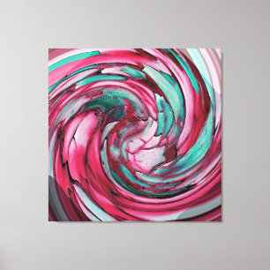 Impressão Em Tela Rosa N Teal Abstrato Art - Dolphin N Eagle - Canva