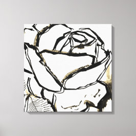 Impressão em Tela Rosa Preto e Branco Floral Minim