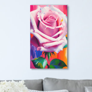 Impressão Em Tela Rosa Rosa Rosa Brilhante com Solteiro de Arte Digi