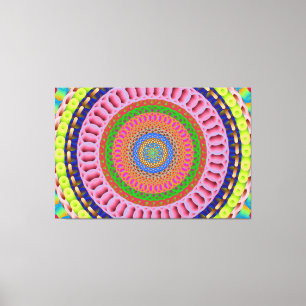 Impressão Em Tela Rosa Rosa Rosa Cor-de-rosa Mandala Arte Esticada T