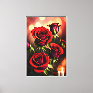 Impressão Em Tela Rosa vermelha digital das flores da Trabalho de ar