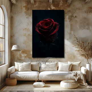 Impressão Em Tela Rosa Vermelha Escura Fotografia Artística da Natur