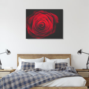 Impressão Em Tela Rosa vermelha no efeito de vintagem em fundo preto
