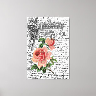 Impressão Em Tela Rosa vermelha Vintage Flower Garden ARt
