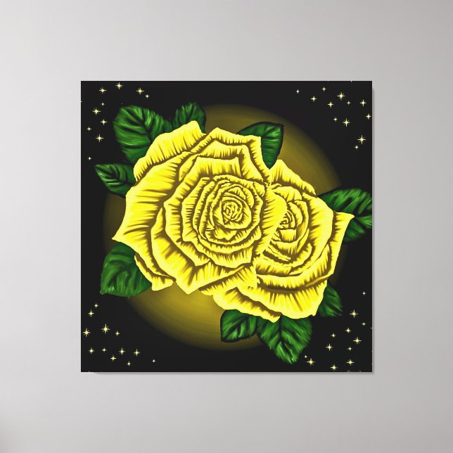 Impressão Em Tela Rosas Amarelas e Estrelas (Frente)