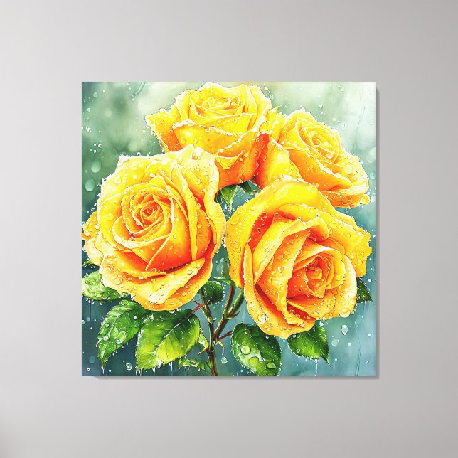Impressão Em Tela 🌼 Rosas Amarelas Enfeite para Casa 🌼 (Frente)