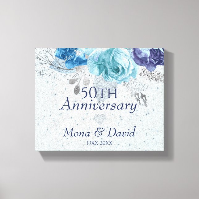 Impressão Em Tela Rosas Azuis E Roxos (Frente)