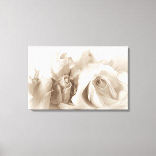 Impressão Em Tela Rosas brancas do Chique clássico de vinheta