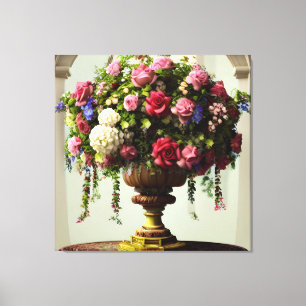 Impressão Em Tela Rosas Coloridos e Florais Associados Elegante Vase