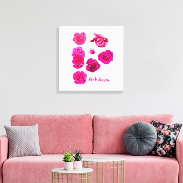 Impressão Em Tela Rosas Cor-de-Rosa  (Insitu(Sala de estar))