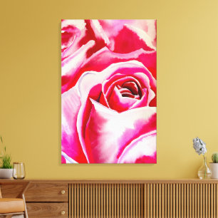 Impressão Em Tela Rosas cor-de-rosa arte romântica em aquarela