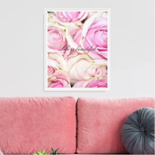Impressão Em Tela rosas de creme rosa bonito romântico