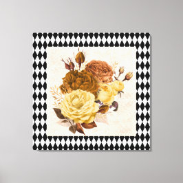 Impressão Em Tela Rosas do Jardim Vintage Harlequin