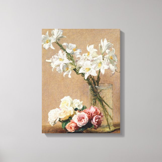 Impressão Em Tela Rosas e lírios de Henri Fantin-Latour (Frente)