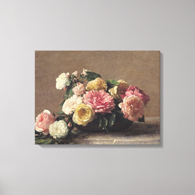 Impressão Em Tela Rosas em um Prato, 1882 (Frente)