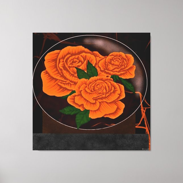 Impressão Em Tela Rosas Laranja Vibrantes (Frente)