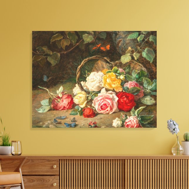 Impressão Em Tela Rosas numa Cesta – Josef Neugebauer (Insitu(Sala de estar))