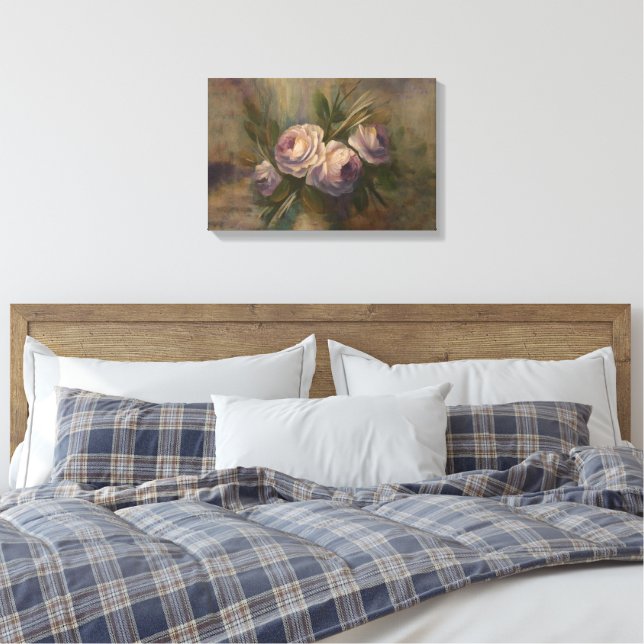 Impressão Em Tela Rosas Pintadas 18" x 12"  (Insitu(Quarto))