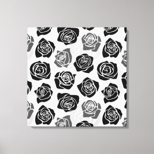Impressão Em Tela Rosas preto e branco do vintage chique