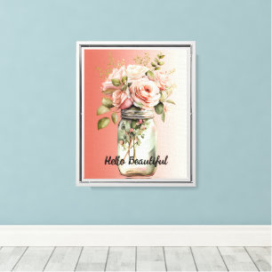Impressão Em Tela Rosas Rosa Blush Douradas rosa