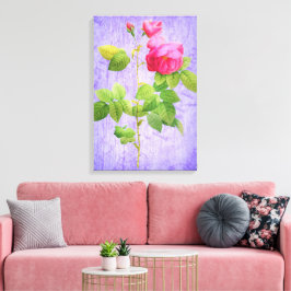 Impressão Em Tela Rosas Rosa-Chique Vintage Em Lilac