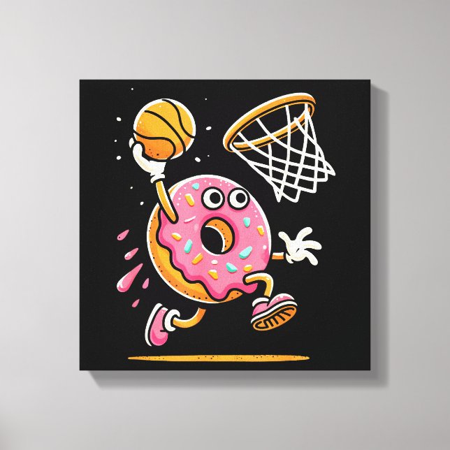 Impressão Em Tela Rosquinha Engraçada, Comida de basquetebol, Dunbal (Frente)
