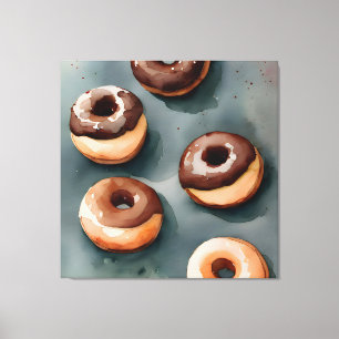 Impressão Em Tela Rosquinhas de chocolate Aquarela