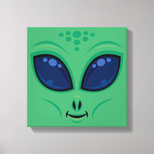 Impressão Em Tela Rosto de Alien de Desenho Amigável