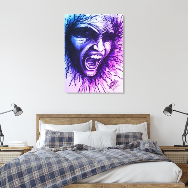 Impressão Em Tela Rosto de Gritação (Insitu(Quarto))