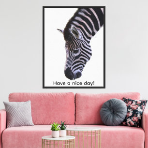 Impressão Em Tela Rosto de Zebra Arte Textual em Preto e Branco