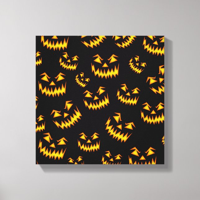 Impressão Em Tela Rostos Assustadores de Halloween (Frente)