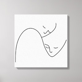 Impressão Em Tela Rostos de Pessoas Linhas Suporte Parceiro