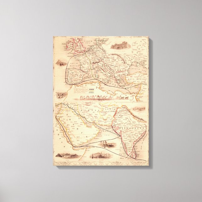 Impressão Em Tela Rota terrestre para a Índia (Frente)