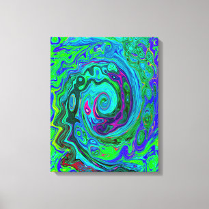 Impressão Em Tela Rotação Abstrato Retro Verde e Azul