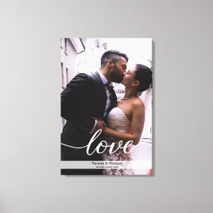 Impressão Em Tela Roteiro de Amor de Foto de Casamento Personalizado
