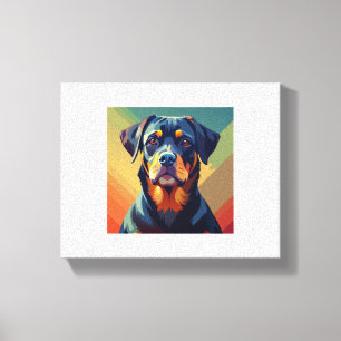 Impressão Em Tela Rottweiler de Arte Pop - Retrato Colorido de Cão
