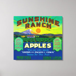 Impressão Em Tela Rótulo da Maçã Sunshine Ranch - Wapato, WA